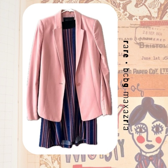 BCBGMaxAzria β’ peach moto open blazer jacket with knit stretch panels - Picture 3 of 16